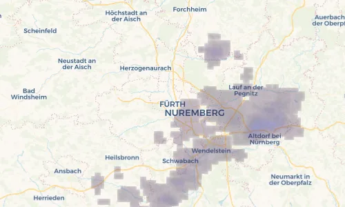 Regenradar Vorschaubild - Aktuelle Niederschläge in Fürth und Umgebung