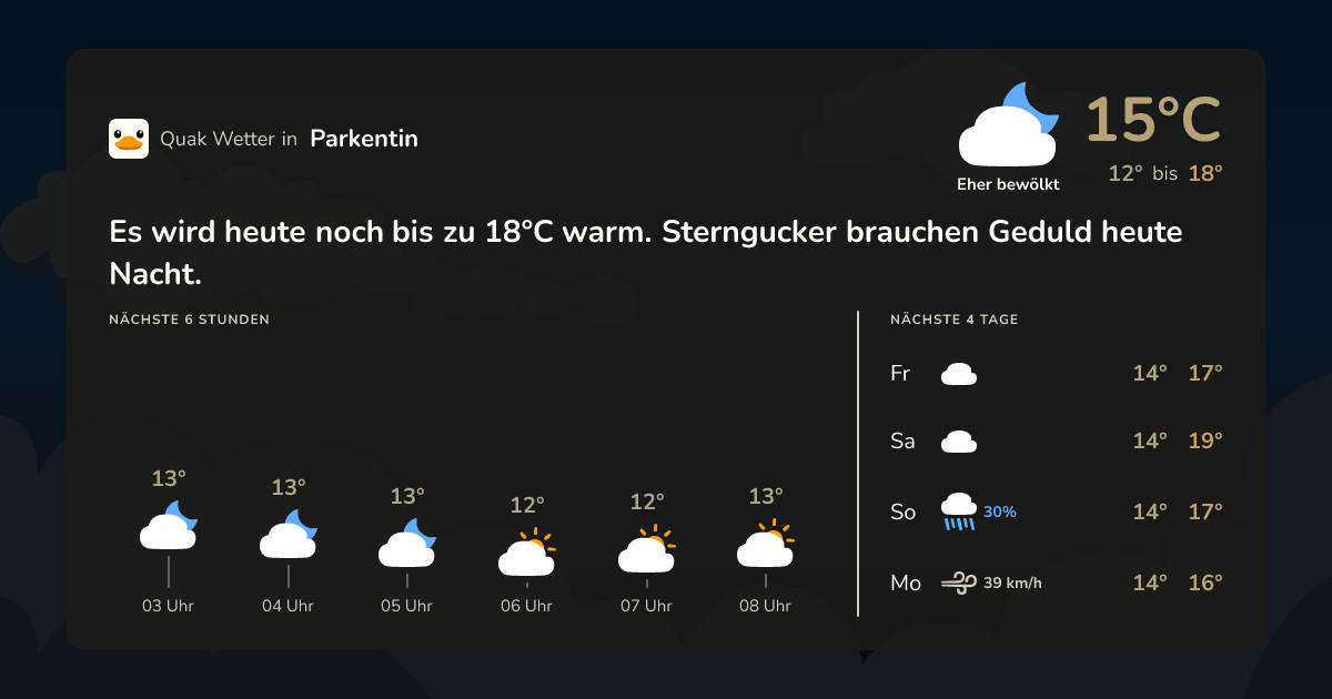 Quak Wetter-Widget Parkentin