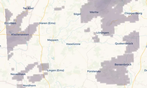 Regenradar Vorschaubild - Aktuelle Niederschläge in Haselünne und Umgebung