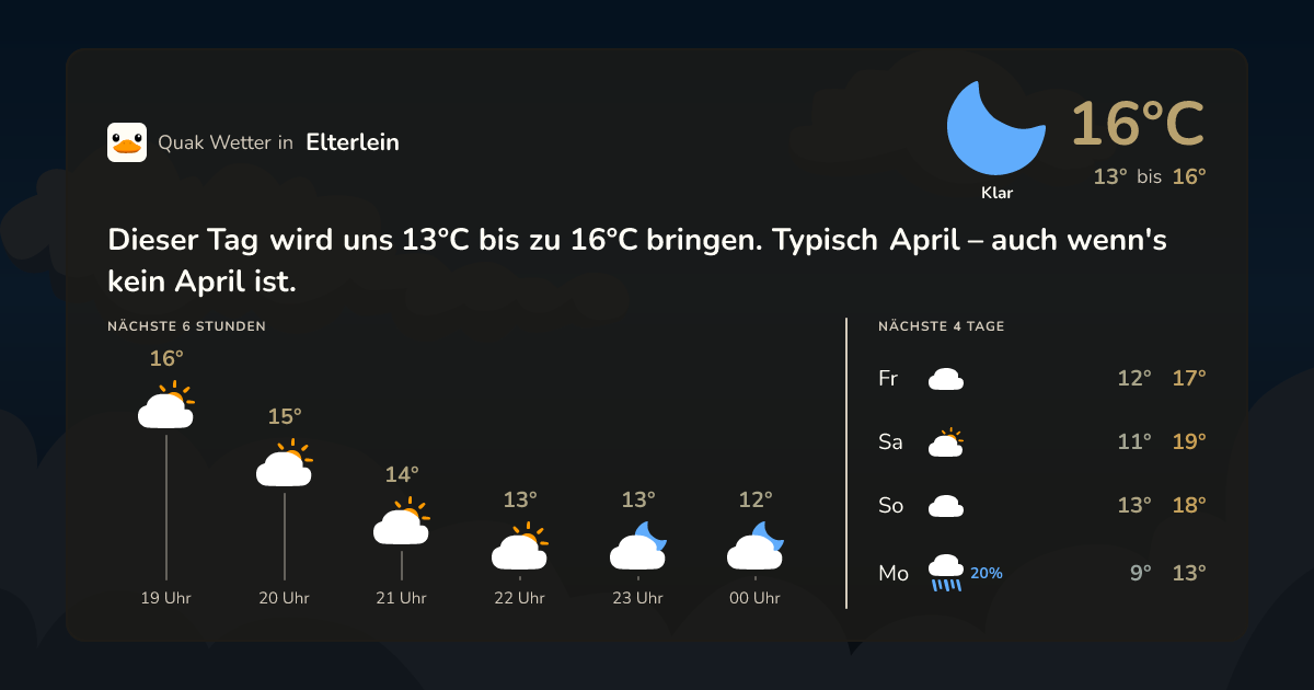 Wettervorschau Elterlein – 7-Tage Vorhersage
